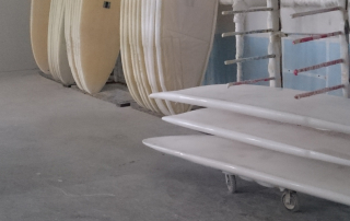 Blank surfboards on Sunkite surfboards factory