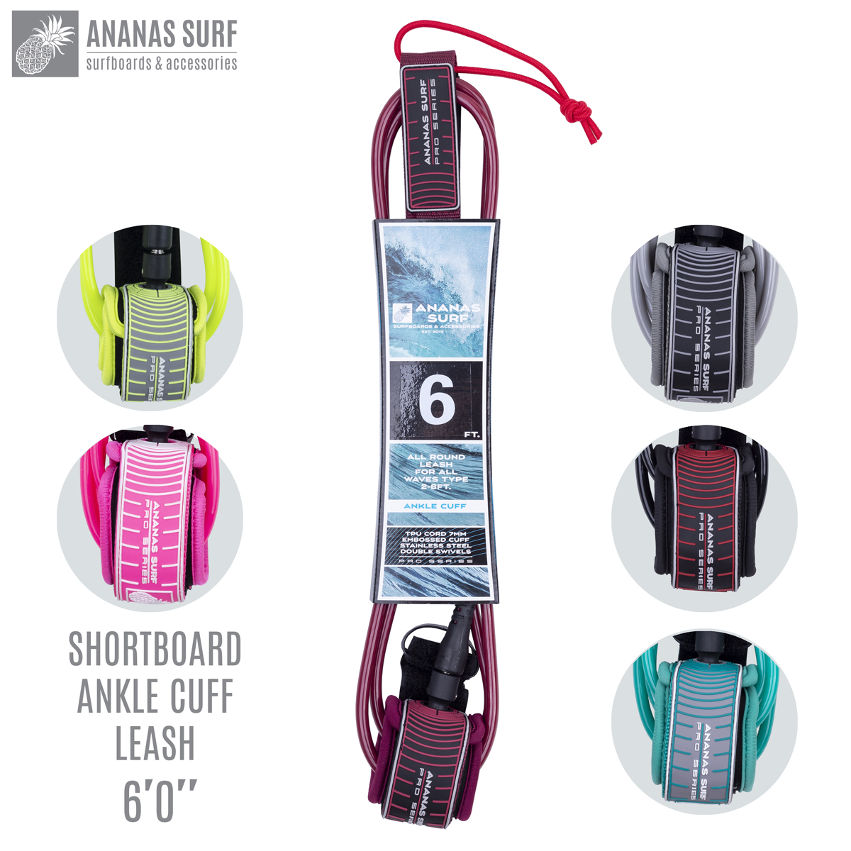 ananas surf surfboard safety leash leg rope pro series collection