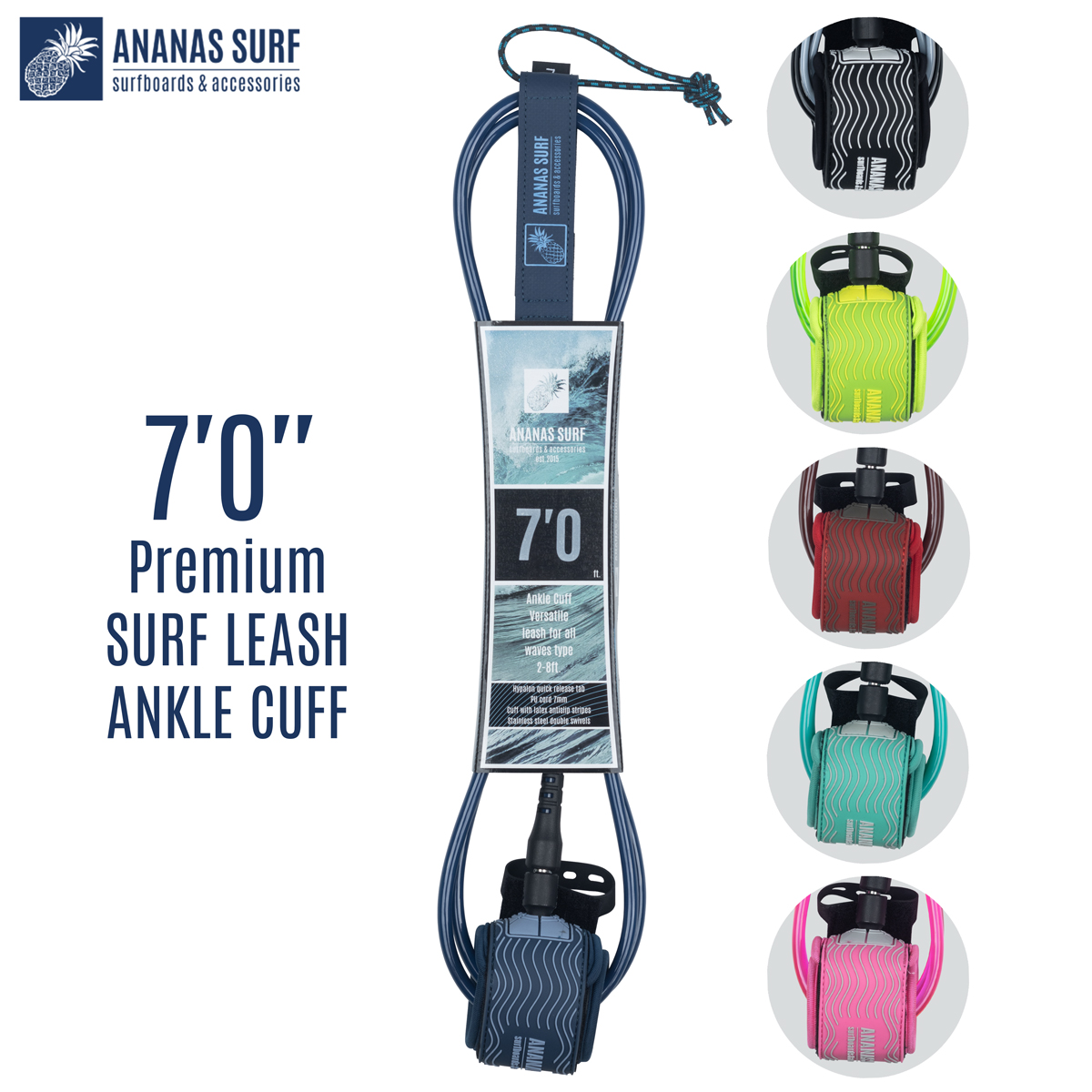 ananas surf surfboard safety leash leg rope pro series collection